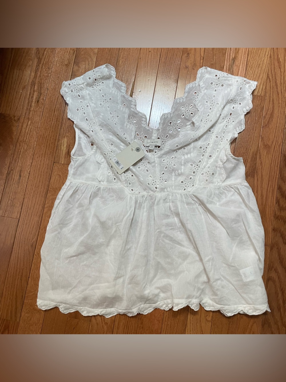 Lucky Brand White Eyelet Linen Tank Dress
